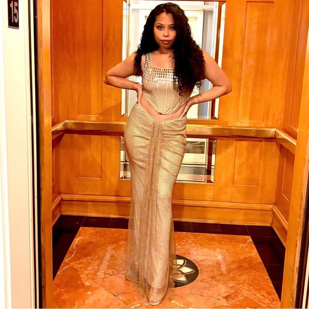 Elegant Gold Evening Gown